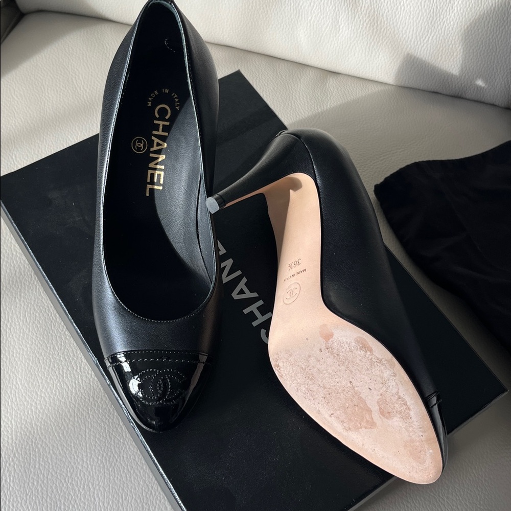 Authentic Chanel Black Leather Heels - Picture 3 of 5